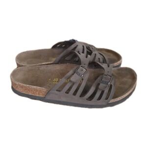 Birkenstock Granada Tobacco Brown Leather Soft Footbed Sandals 40 Sz 9 Comfort